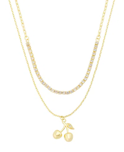 Unwritten Cubic Zirconia Cherry Pendant And Tennis Layer Necklace Set In Gold