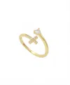 Unwritten Cubic Zirconia Cross And Cubic Zirconia Heart Bypass Ring In Gold