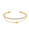 Unwritten Cubic Zirconia Cross Cuff Bracelet In Gold