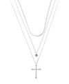 Unwritten Cubic Zirconia Cross Pendant Layered Necklace Set