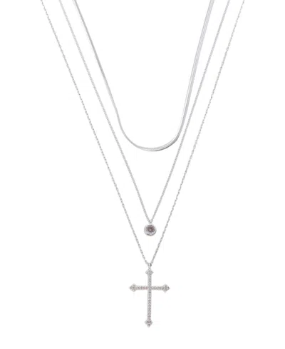 Unwritten Cubic Zirconia Cross Pendant Layered Necklace Set