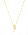 Unwritten Cubic Zirconia Cross Round Cubic Zirconia Necklace With Extender In Gold