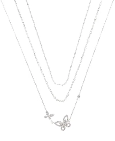 Unwritten Cubic Zirconia Double Butterfly Layered Necklace Set