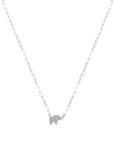 Unwritten Cubic Zirconia Elephant Pendant Necklace In Silver