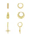 Unwritten Cubic Zirconia Endless Hoop, Cubic Zirconia Stars Endless Hoop Cubic Zirconia Stars Clutch Hoop 3pai In Gold
