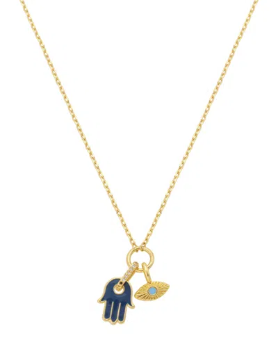 Unwritten Cubic Zirconia Evil Eye Charm Pendant Necklace In Gold