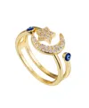 Unwritten Cubic Zirconia Evil Eye Moon Star Bypass Ring In Gold