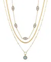 Unwritten Cubic Zirconia Evil Eye Paperclip Layered Pendant Necklace Set In Gold