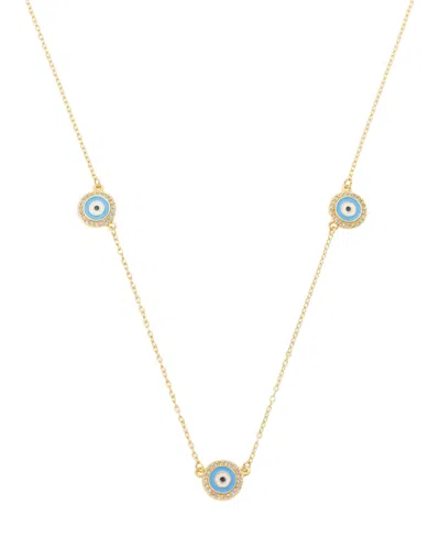 Unwritten Cubic Zirconia Evil Eye Short Pendant Necklace In Gold
