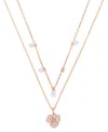 Unwritten Cubic Zirconia Flower Duo Necklace Set In Gold