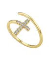 Unwritten Cubic Zirconia Gold Plated Cross Bypass Ring In Gold