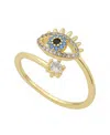 Unwritten Cubic Zirconia Gold Plated Evil Eye Bypass Ring In Gold