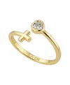 Unwritten Cubic Zirconia Gold Plated Heart And Cross Bypass Ring In Gold