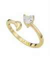 Unwritten Cubic Zirconia Gold Plated Heart Bypass Ring In Gold