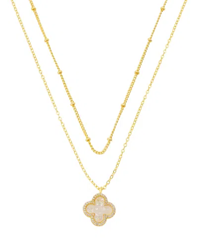Unwritten Cubic Zirconia Gold-plated Clover With Crystal Shakers Layered Necklace Set