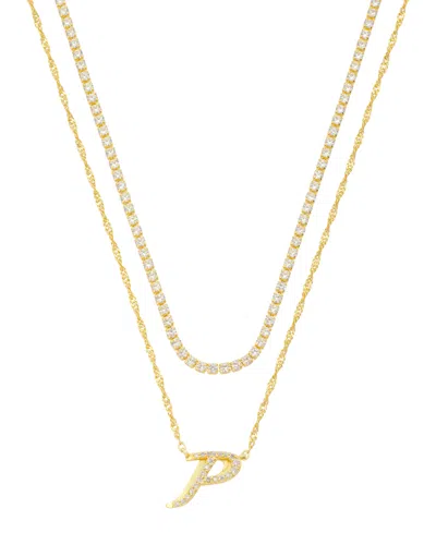 Unwritten Cubic Zirconia Gold-plated Initial Pendant Necklace Set