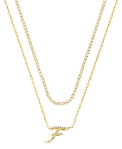 Unwritten Cubic Zirconia Gold-plated Initial Pendant Necklace Set In Gold-f