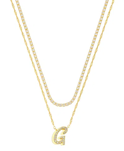 Unwritten Cubic Zirconia Gold-plated Initial Pendant Necklace Set In Gold-g