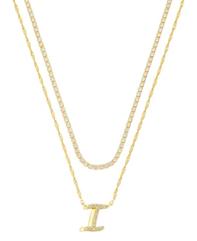 Unwritten Cubic Zirconia Gold-plated Initial Pendant Necklace Set In Gold-i