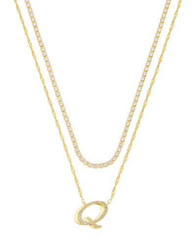 Unwritten Cubic Zirconia Gold-plated Initial Pendant Necklace Set In Gold-q
