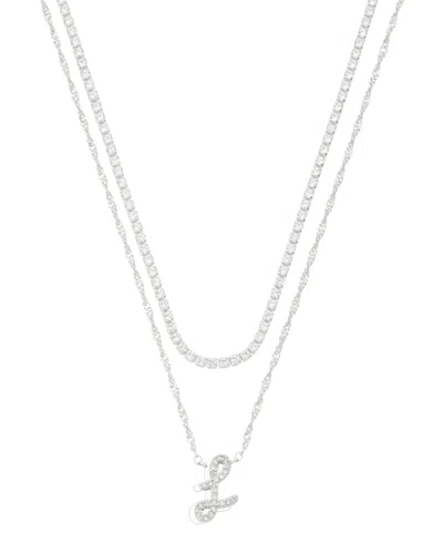 Unwritten Cubic Zirconia Gold-plated Initial Pendant Necklace Set In Silver