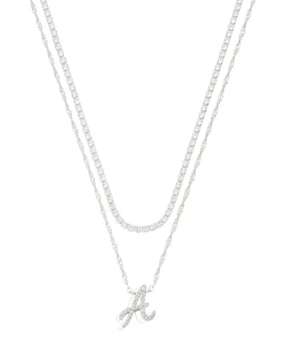 Unwritten Cubic Zirconia Gold-plated Initial Pendant Necklace Set In Silver-a