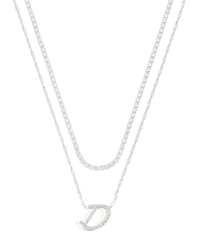 Unwritten Cubic Zirconia Gold-plated Initial Pendant Necklace Set In Silver-d