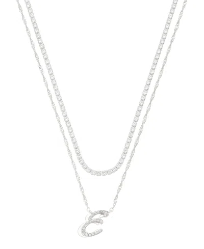 Unwritten Cubic Zirconia Gold-plated Initial Pendant Necklace Set In Silver-e