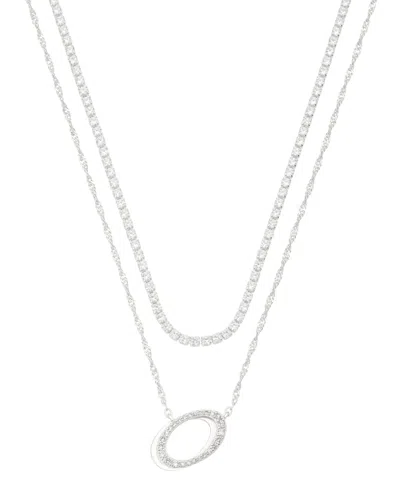 Unwritten Cubic Zirconia Gold-plated Initial Pendant Necklace Set In Silver-o