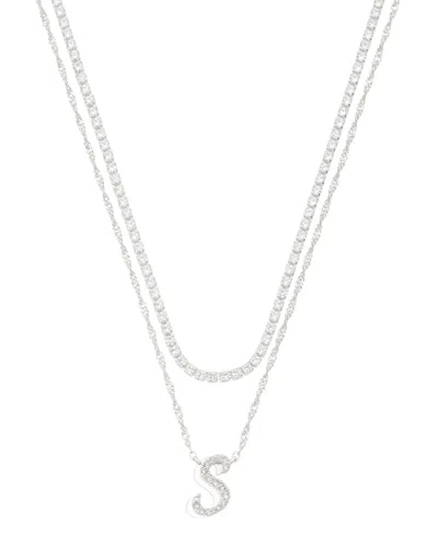 Unwritten Cubic Zirconia Gold-plated Initial Pendant Necklace Set In Silver-s