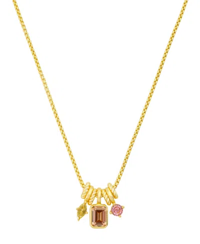 Unwritten Cubic Zirconia Gold-plated Multi Charm Pendant Necklace