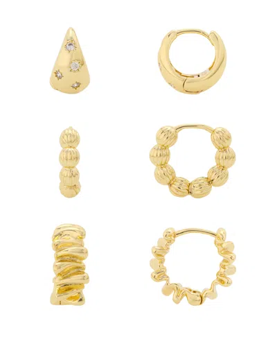 Unwritten Cubic Zirconia Gold-plated Trio Hoop Earring Set