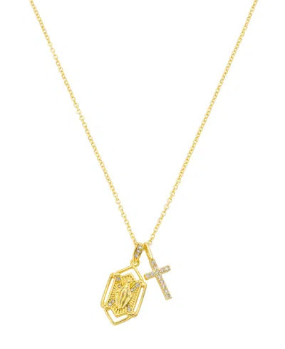 Unwritten Cubic Zirconia Gold-tone Cross Necklace