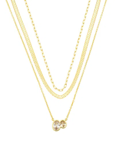 Unwritten Cubic Zirconia Gold-tone Layered Pendant Necklace, 3-piece Set