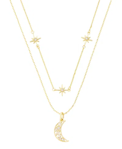 Unwritten Cubic Zirconia Gold-tone Plated Celestial Pendant Duo Necklace Set