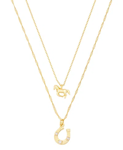 Unwritten Cubic Zirconia Gold-tone Plated Western Icon Pendant Duo Pendant Necklace Set