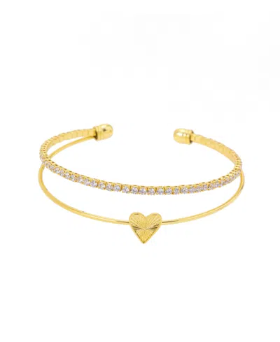 Unwritten Cubic Zirconia Heart Cuff Bracelet