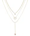 Unwritten Cubic Zirconia Heart Y-neck Layered Necklace Set In Gold
