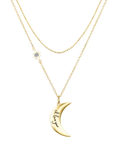 Unwritten Cubic Zirconia "i Love You To The Moon And Back" Layered Pendant Necklace Set In Gold