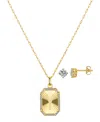 Unwritten Cubic Zirconia Initial Pendant Necklace And Stud Earring Set In Gold