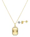 Unwritten Cubic Zirconia Initial Pendant Necklace And Stud Earring Set In Gold