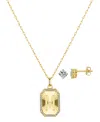 Unwritten Cubic Zirconia Initial Pendant Necklace And Stud Earring Set In Gold