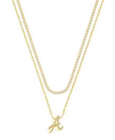 Unwritten Cubic Zirconia Initial Pendant Necklace Set In Gold