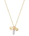 Unwritten Cubic Zirconia Lotus Opal Stone Clear Quartz Crystal Charm Pendant Necklace In Gold