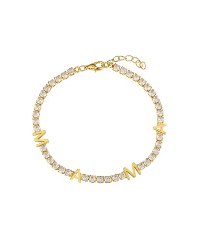 Unwritten Cubic Zirconia "mama" Tennis Bracelet In Gold