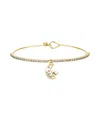 Unwritten Cubic Zirconia Moon Heart "mom" Catch Tennis Bangle Bracelet In Gold