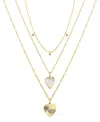 UNWRITTEN CUBIC ZIRCONIA MOTHER OF PEARL HEART LAYERED 3-PIECE NECKLACE SET