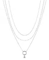 Unwritten Cubic Zirconia Open Circle Teardrop Layered Pendant Necklace Set In Silver