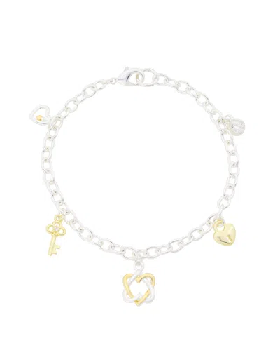 Unwritten Cubic Zirconia Open Heart Charm Bracelet In Multi