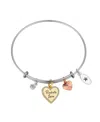 Unwritten Cubic Zirconia "radiate Love" And Bezel, Rose Gold Heart Charm Bracelet In Silver